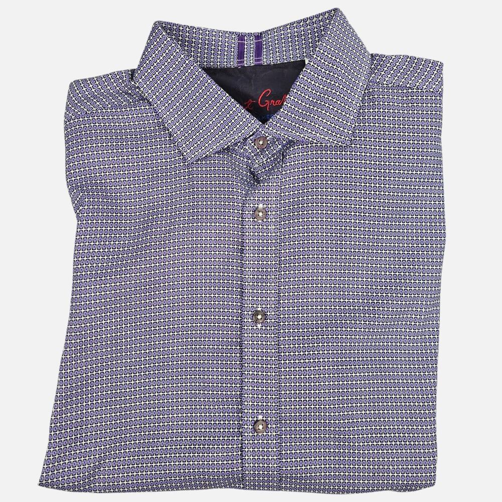 Robert Graham Shirt Mens 2XL Purple Modern American Flip Cuff Button Long Sleeve